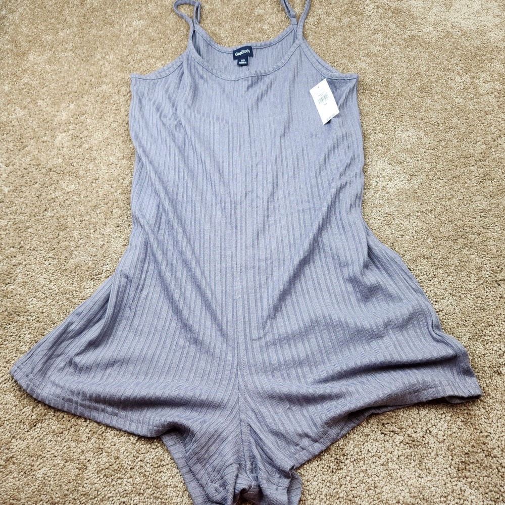 GapBody Womens Ribbed Knit Romper Purple Sleeveless XS 866977-01-1